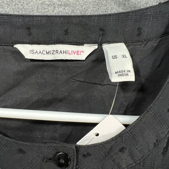 Isaac Mizrahi LIVE! Embroidered Textured Blouse Pitch Black X-Large - Picture 3 of 10